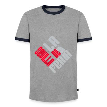 La Feria de Sevilla logo rouge et gris - T-shirt contrasté Homme - gris/marine  - Devant - AI Model Female 172 light (172cm) & AI Model Male 178 light (178cm)