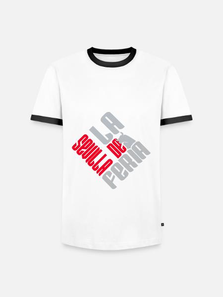 Het rode en grijze logo van Feria de Sevilla - Mannen contrastshirt - wit/zwart