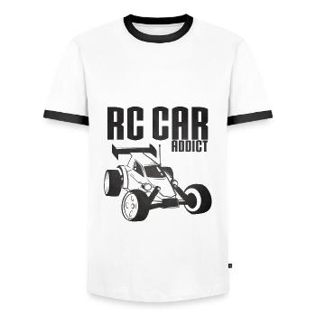 RC car addict - passion voiture radiocommandée - T-shirt contrasté Homme - blanc/noir - Devant - AI Model Female 172 light (172cm) & AI Model Male 178 dark (178cm)