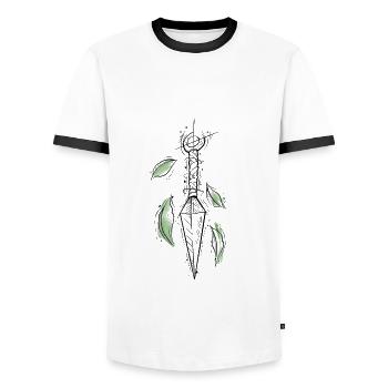 Arme Kunai manga sketchy & floral composition - T-shirt contrasté Homme - blanc/noir - Devant - AI Model Female 172 light (172cm) & AI Model Male 178 dark (178cm)