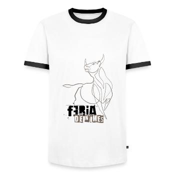 Féria de Nîmes - Arena von Nîmes - Männer Kontrast-T-Shirt - Weiß/Schwarz - Vorne - AI Model Female 172 light (172cm) & AI Model Male 178 dark (178cm)