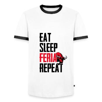 Eat sleep feria repeat - T-shirt contrasté Homme - blanc/noir - Devant - AI Model Female 172 light (172cm) & AI Model Male 178 dark (178cm)