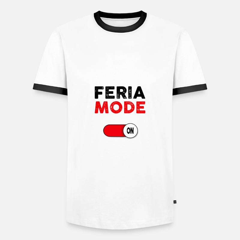 Feria mode on - ON/OFF button - Men's Ringer Shirt - white/black