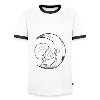 Schädelmond Skizze - Männer Kontrast-T-Shirt - Weiß/Schwarz - Vorne - AI Model Female 172 light (172cm) & AI Model Male 178 dark (178cm)