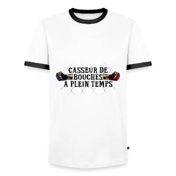 Casseur de bouches à plein temps MMA Fighters - T-shirt contrasté Homme - blanc/noir - Devant - AI Model Female 172 light (172cm) & AI Model Male 178 dark (178cm)