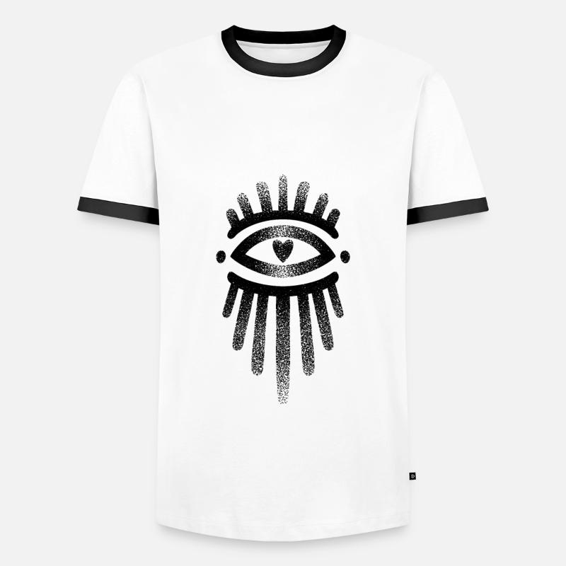 Vertical dotwork eye - Men's Ringer Shirt - white/black