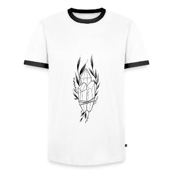 Cristal floral dotwork - T-shirt contrasté Homme - blanc/noir - Devant - AI Model Female 172 light (172cm) & AI Model Male 178 dark (178cm)