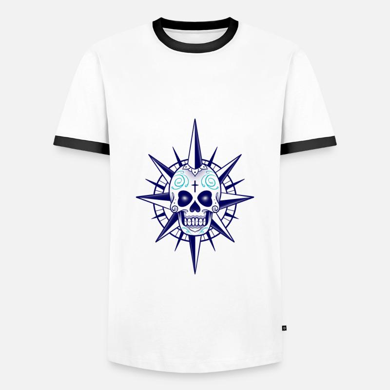 Skull Compass - Men's Ringer Shirt - white/black