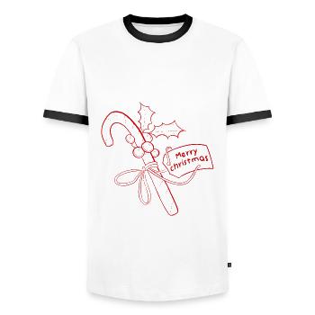 Merry christmas - Men's Ringer Shirt - white/black - Front - AI Model Female 172 light (172cm) & AI Model Male 178 dark (178cm)