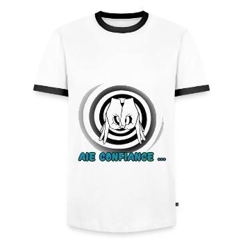 Piège hypnose confiance - T-shirt contrasté Homme - blanc/noir - Devant - AI Model Female 172 light (172cm) & AI Model Male 178 dark (178cm)