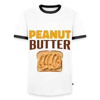 Pâte d’arachide - T-shirt contrasté Homme - blanc/noir - Devant - AI Model Female 172 light (172cm) & AI Model Male 178 dark (178cm)