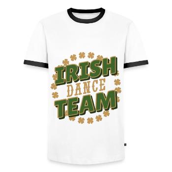Irish Dance Team - Men's Ringer Shirt - white/black - Front - AI Model Female 172 light (172cm) & AI Model Male 178 dark (178cm)