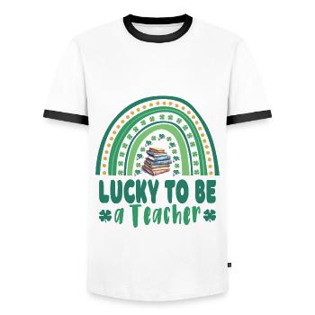 Glück einen Lehrer, eine Lehrerin zu sein - Männer Kontrast-T-Shirt - Weiß/Schwarz - Vorne - AI Model Female 172 light (172cm) & AI Model Male 178 dark (178cm)