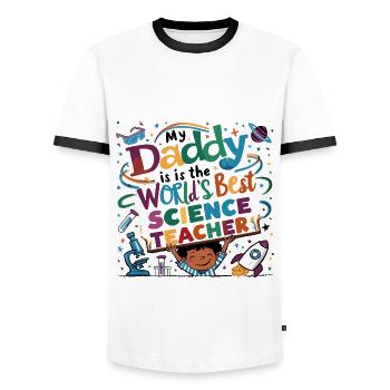Mon père est le meilleur professeur de sciences - T-shirt contrasté Homme - blanc/noir - Devant - AI Model Female 172 light (172cm) & AI Model Male 178 dark (178cm)