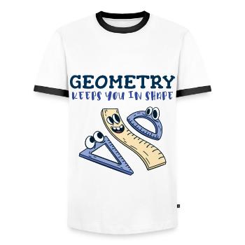 Geometry Keeps You in Shape - Funny Math Humor - Men's Ringer Shirt - white/black - Front - AI Model Female 172 light (172cm) & AI Model Male 178 dark (178cm)