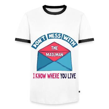 Lustiger Spruch für Postboten - Männer Kontrast-T-Shirt - Weiß/Schwarz - Vorne - AI Model Female 172 light (172cm) & AI Model Male 178 dark (178cm)