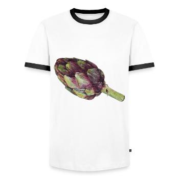 artichoke - Men's Ringer Shirt - white/black - Front - AI Model Female 172 light (172cm) & AI Model Male 178 dark (178cm)
