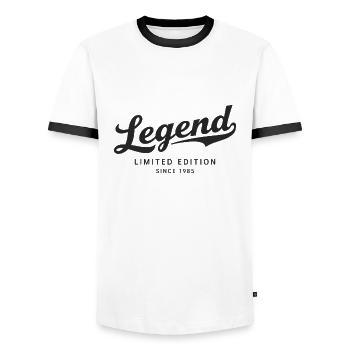 Legend Limited Edition Since 1985 - Männer Kontrast-T-Shirt - Weiß/Schwarz - Vorne - AI Model Female 172 light (172cm) & AI Model Male 178 dark (178cm)