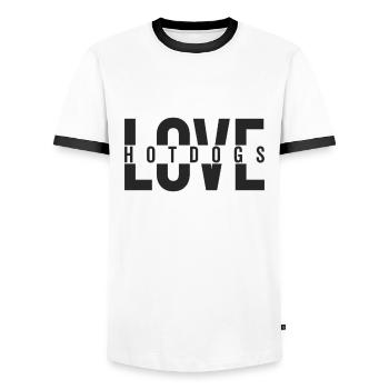 Love Hotdogs Déclaration de restauration rapide - T-shirt contrasté Homme - blanc/noir - Devant - AI Model Female 172 light (172cm) & AI Model Male 178 dark (178cm)