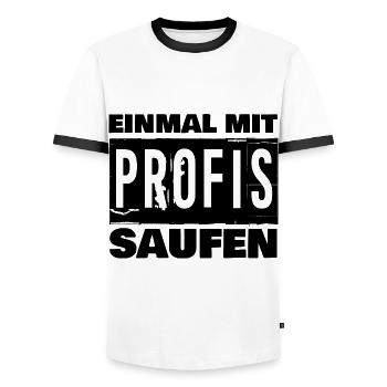 EINMAL MIT PROFIS SAUFEN - Männer Kontrast-T-Shirt - Weiß/Schwarz - Vorne - AI Model Female 172 light (172cm) & AI Model Male 178 dark (178cm)