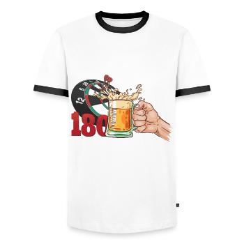 Darts, Beer, Darts, Alcohol, Drinking, Booze, Pub - Men's Ringer Shirt - white/black - Front - AI Model Female 172 light (172cm) & AI Model Male 178 dark (178cm)