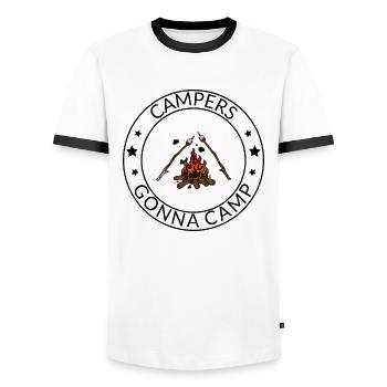Campers Gonna Camp - Men's Ringer Shirt - white/black - Front - AI Model Female 172 light (172cm) & AI Model Male 178 dark (178cm)