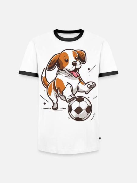 Soccer Pup - Men's Ringer Shirt - white/black
