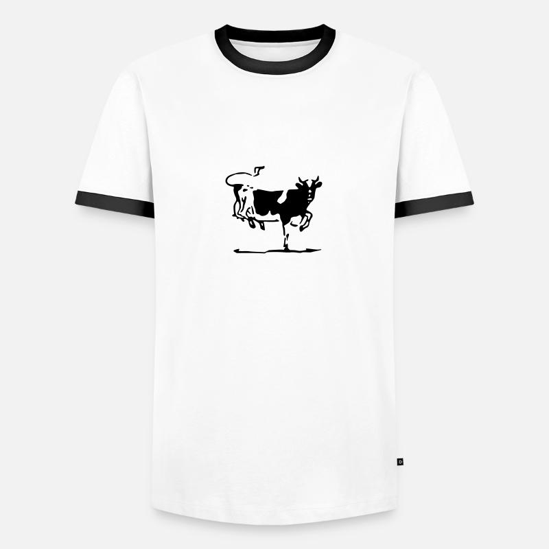 Kuh - Männer Kontrast-T-Shirt - Weiß/Schwarz