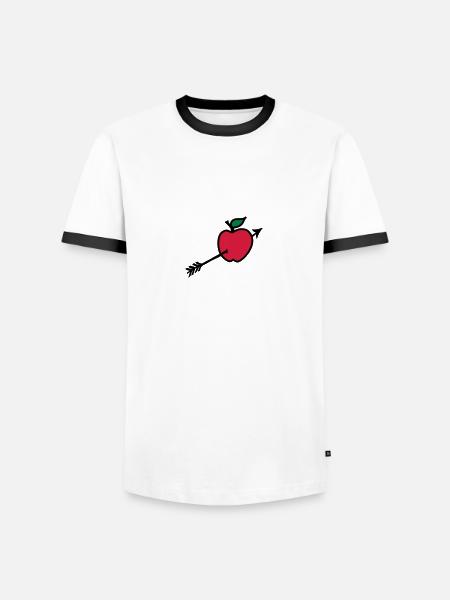 arrow butt apple heart shot - Men's Ringer Shirt - white/black