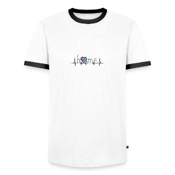 i love home Tuvalu - Men's Ringer Shirt - white/black - Front - AI Model Female 172 light (172cm) & AI Model Male 178 dark (178cm)