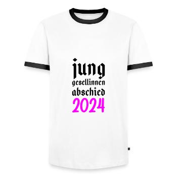 Junggesellinnenabschied 2024 Junggesellin - Männer Kontrast-T-Shirt - Weiß/Schwarz - Vorne - AI Model Female 172 light (172cm) & AI Model Male 178 dark (178cm)