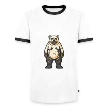 Polar Bear Halloween Animal - Men's Ringer Shirt - white/black - Front - AI Model Female 172 light (172cm) & AI Model Male 178 dark (178cm)