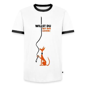 will you go with me? - Men's Ringer Shirt - white/black - Front - AI Model Female 172 light (172cm) & AI Model Male 178 dark (178cm)
