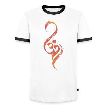 Om yoga art - Men's Ringer Shirt - white/black - Front - AI Model Female 172 light (172cm) & AI Model Male 178 dark (178cm)
