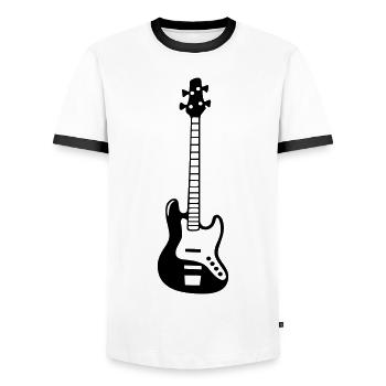 Basse Guitare Bass Bassiste Instrument de Musique - T-shirt contrasté Homme - blanc/noir - Devant - AI Model Female 172 light (172cm) & AI Model Male 178 dark (178cm)
