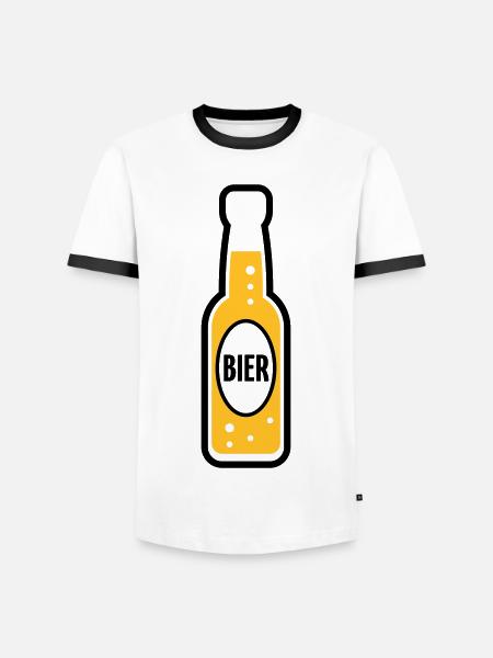 Bierflasche (Bier / Bierchen / POS 2C) - Männer Kontrast-T-Shirt - Weiß/Schwarz