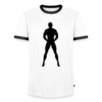 Nackter und Muskulöser Mann - Männer Kontrast-T-Shirt - Weiß/Schwarz - Vorne - AI Model Female 172 light (172cm) & AI Model Male 178 dark (178cm)