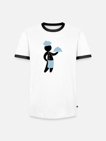 A gourmet chef serves guests - Men's Ringer Shirt - white/black