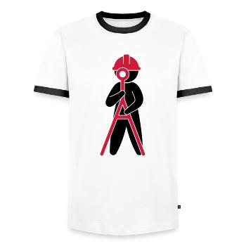 Un ingénieur sur un chantier de construction - T-shirt contrasté Homme - blanc/noir - Devant - AI Model Female 172 light (172cm) & AI Model Male 178 dark (178cm)