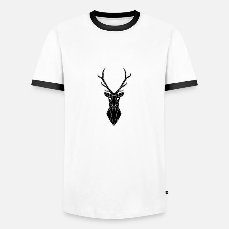Hirsch - Männer Kontrast-T-Shirt - Weiß/Schwarz