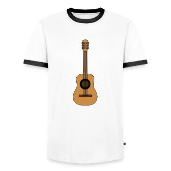 Guitar - Men's Ringer Shirt - white/black - Front - AI Model Female 172 light (172cm) & AI Model Male 178 dark (178cm)
