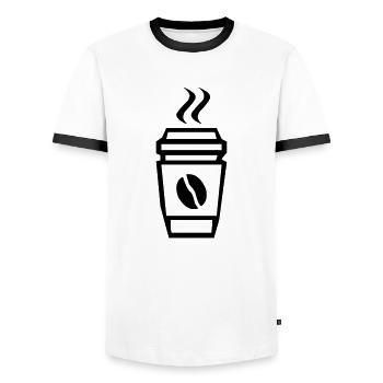 coffee to go icon - Männer Kontrast-T-Shirt - Weiß/Schwarz - Vorne - AI Model Female 172 light (172cm) & AI Model Male 178 dark (178cm)