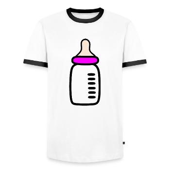 Baby 2025 Geburt Mädchen rosa Familie Geschenk - Männer Kontrast-T-Shirt - Weiß/Schwarz - Vorne - AI Model Female 172 light (172cm) & AI Model Male 178 dark (178cm)