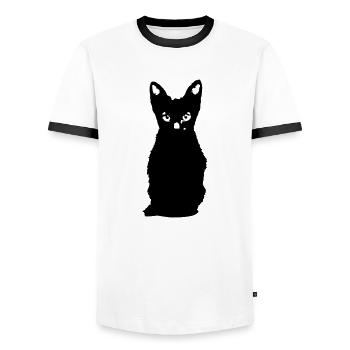 Cat Vector Animal Pet Kitten Vector - Men's Ringer Shirt - white/black - Front - AI Model Female 172 light (172cm) & AI Model Male 178 dark (178cm)