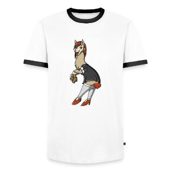 Sophia, Alpaca - Men's Ringer Shirt - white/black - Front - AI Model Female 172 light (172cm) & AI Model Male 178 dark (178cm)