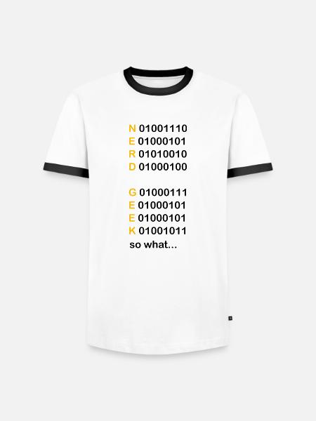 nerd geek so what - Men's Ringer Shirt - white/black