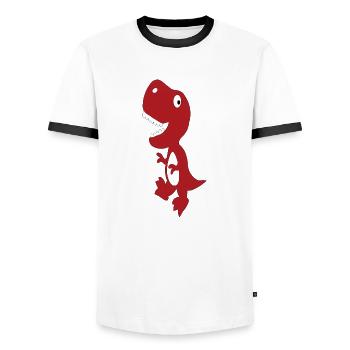 Dino Cute Red - Men's Ringer Shirt - white/black - Front - AI Model Female 172 light (172cm) & AI Model Male 178 dark (178cm)