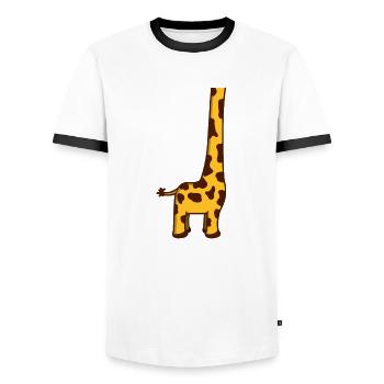 Funny cool giraffe without head Halloween costume - Men's Ringer Shirt - white/black - Front - AI Model Female 172 light (172cm) & AI Model Male 178 dark (178cm)
