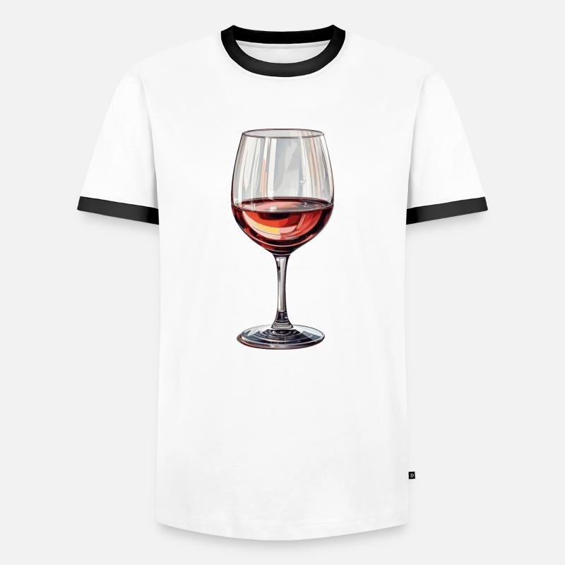 Weinglas Rotwein - Männer Kontrast-T-Shirt - Weiß/Schwarz