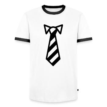 Tie - Men's Ringer Shirt - white/black - Front - AI Model Female 172 light (172cm) & AI Model Male 178 dark (178cm)